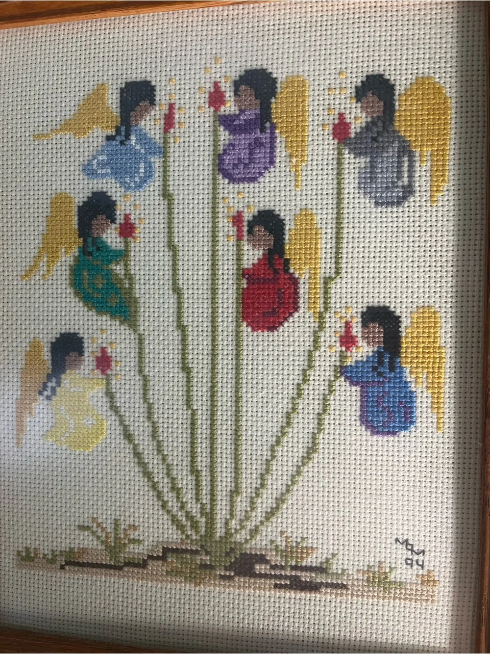 Vintage Ted DeGrazia “The Lord’s Candle” & “Angel Ocotillo” Needlework Pair